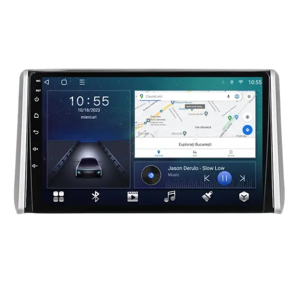 Navigatie dedicata cu Android Suzuki Across dupa 2020, 2GB RAM, Radio GPS Dual Zone, Display HD QLED 10" Touchscreen, Internet Wi-Fi si slot SIM 4G, Bluetooth, MirrorLink, USB