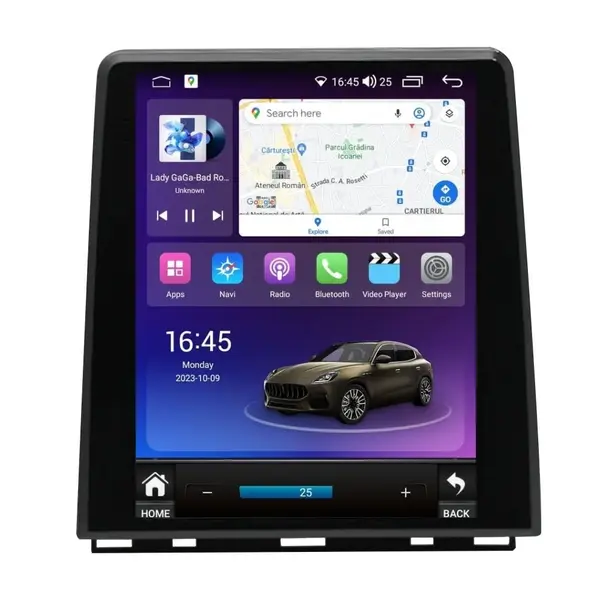 Navigatie dedicata cu Android tip tesla Renault Captur II dupa 2020, 4GB RAM, Radio GPS Dual Zone, Touchscreen IPS 9.7" HD, Internet Wi-Fi si slot SIM 4G, Bluetooth, MirrorLink, USB