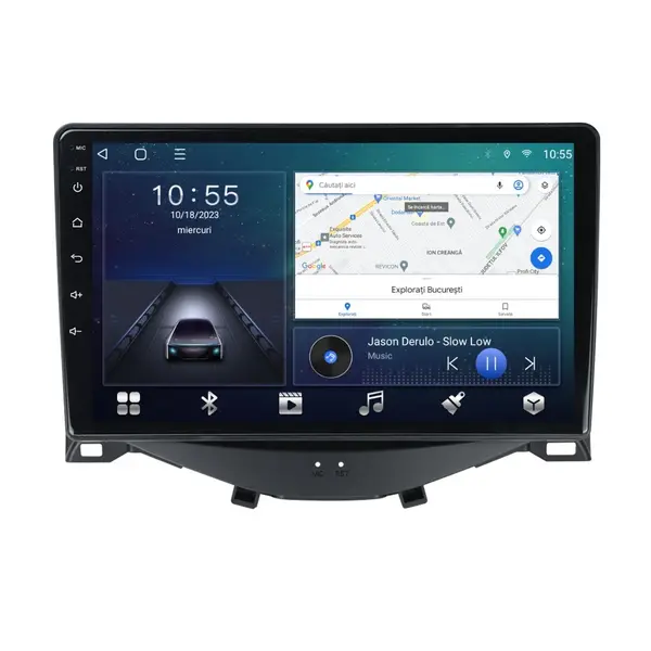 Navigatie dedicata cu Android Toyota Aygo 2014 - 2022, 2GB RAM, Radio GPS Dual Zone, Display HD QLED 9" Touchscreen, Internet Wi-Fi si slot SIM 4G, Bluetooth, MirrorLink, USB