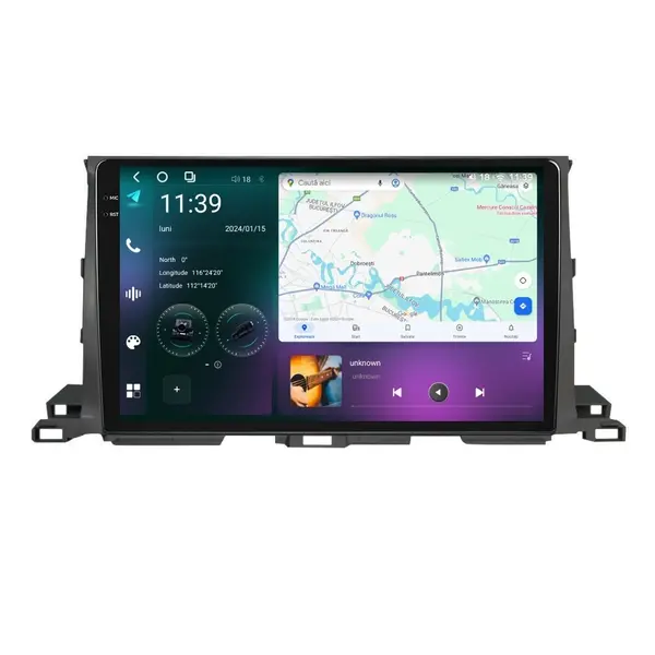 Navigatie dedicata cu Android Toyota Highlander 2013 - 2021, 12GB RAM, Radio GPS Dual Zone, Display 2K QLED 10.36" Touchscreen, Internet Wi-Fi si slot SIM 4G, Bluetooth, MirrorLink, USB