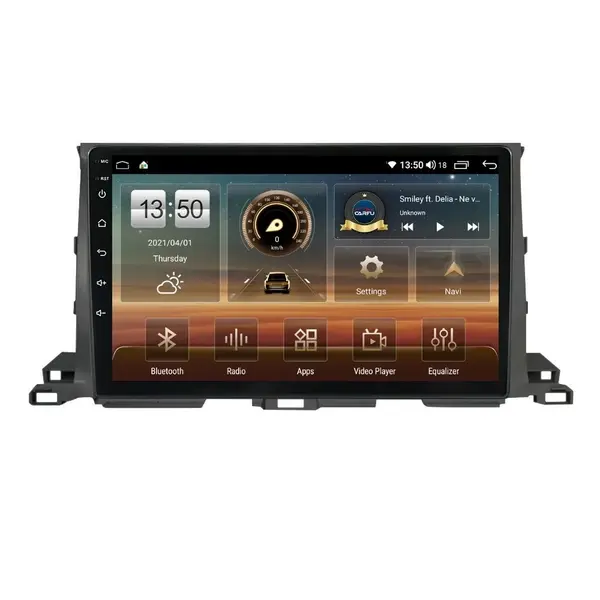Navigatie dedicata cu Android Toyota Highlander 2013 - 2021, 4GB RAM, Radio GPS Dual Zone, Display HD QLED 10" Touchscreen, Internet Wi-Fi si slot SIM 4G, Bluetooth, MirrorLink, USB