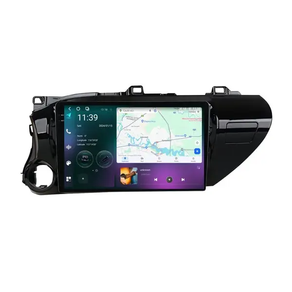 Navigatie dedicata cu Android Toyota Hilux VIII dupa 2015, 12GB RAM, Radio GPS Dual Zone, Display 2K QLED 10.36" Touchscreen, Internet Wi-Fi si slot SIM 4G, Bluetooth, MirrorLink, USB