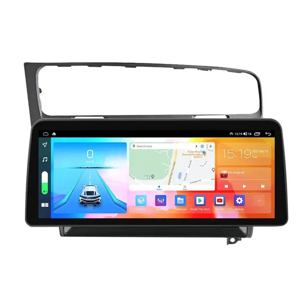 Navigatie dedicata cu Android VW Golf VII 2012 - 2019, argintiu, 4GB RAM, Radio GPS Dual Zone, Display QLED 12.3" Touchscreen, Internet Wi-Fi si slot SIM 4G, Bluetooth, MirrorLink, USB