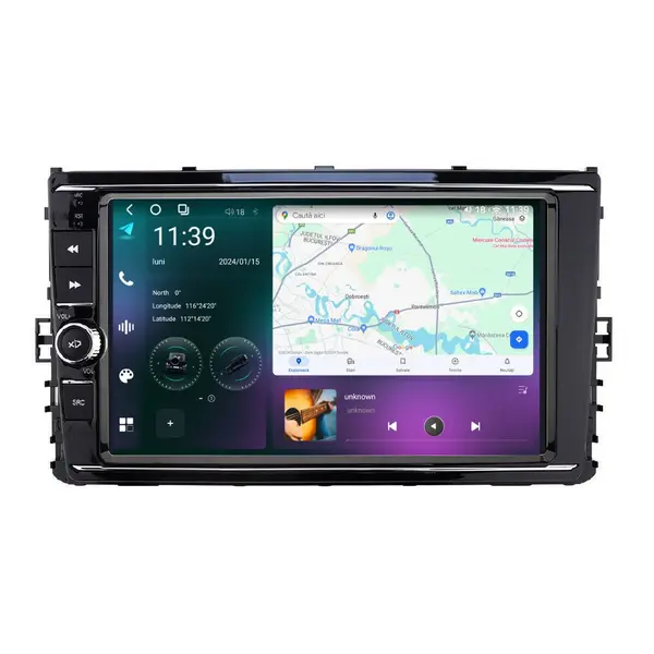 Navigatie dedicata cu Android VW T-Roc dupa 2017, 12GB RAM, Radio GPS Dual Zone, Display 2K QLED 9.5'' Touchscreen, Internet Wi-Fi si slot SIM 4G, Bluetooth, MirrorLink, USB