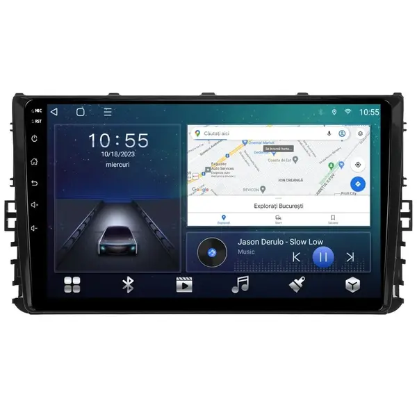 Navigatie dedicata cu Android VW Transporter / Caravelle dupa 2020, 2GB RAM, Radio GPS Dual Zone, Display HD QLED 9" Touchscreen, Internet Wi-Fi si slot SIM 4G, Bluetooth, MirrorLink, USB