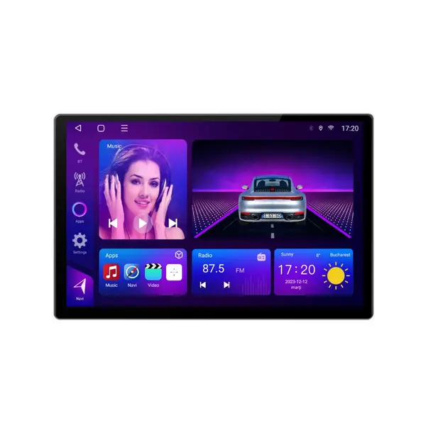 Navigatie dedicata cu Android VW Transporter / Caravelle dupa 2020, 2GB RAM, Radio GPS Dual Zone, Display 2K QLED 13" Touchscreen, Internet Wi-Fi si slot SIM 4G, Bluetooth, MirrorLink, USB
