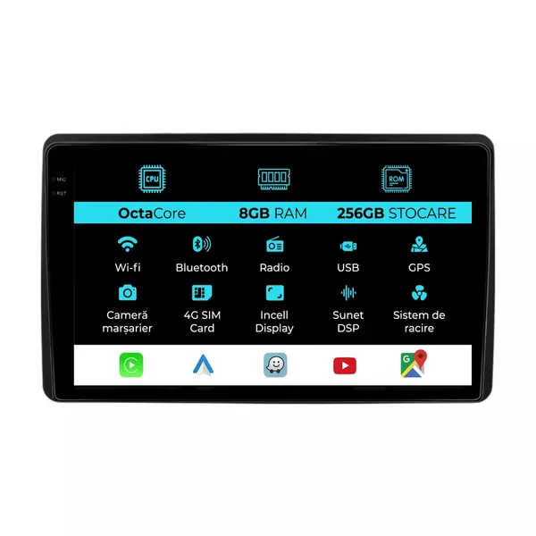 Navigatie Dedicata Dacia Duster (2018 - 2022), 10Inch, 8Gb Ram, 256Gb Stocare, Carplay