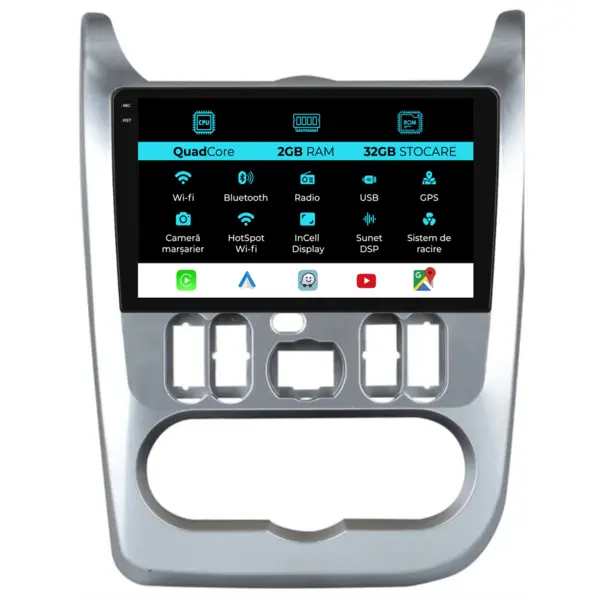 Navigatie Dedicata Dacia Sandero (2010 - 2020), 9 Inch, 2Gb Ram, 32Gb Stocare, Android Auto, Carplay