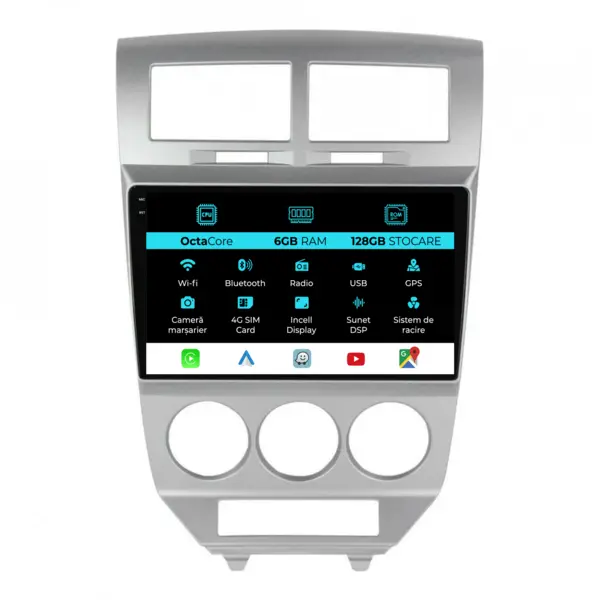 Navigatie Dedicata Dodge Caliber (2006-2010), 9 Inch, 6Gb Ram, 128Gb Stocare, Android Auto, Carplay