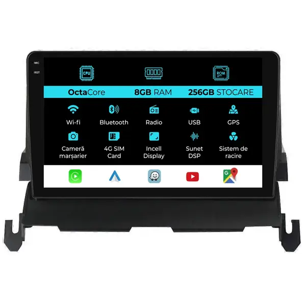 Navigatie Dedicata Dodge Journey (2009-2012), 9Inch, 8Gb Ram, 256Gb Stocare, Carplay