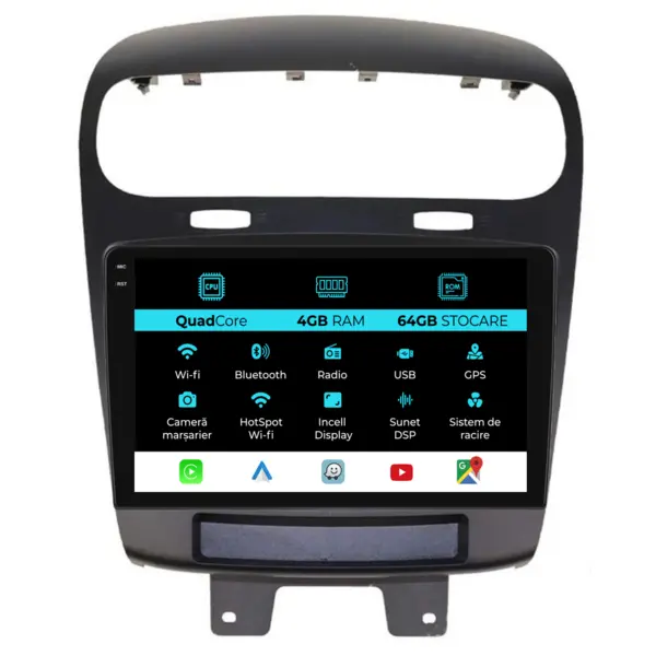 Navigatie Dedicata Dodge Journey (2012-2020),QuadCore, 9Inch, 4Gb Ram, 64Gb Stocare, Carplay