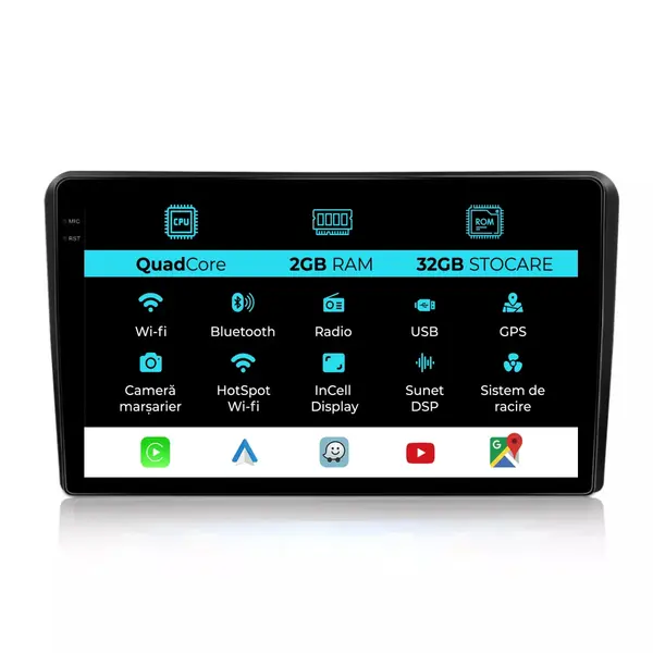 Navigatie Dedicata Fiat Bravo (2006 - 2014), 9 Inch, 2Gb Ram, 32Gb Stocare, Android Auto, Carplay
