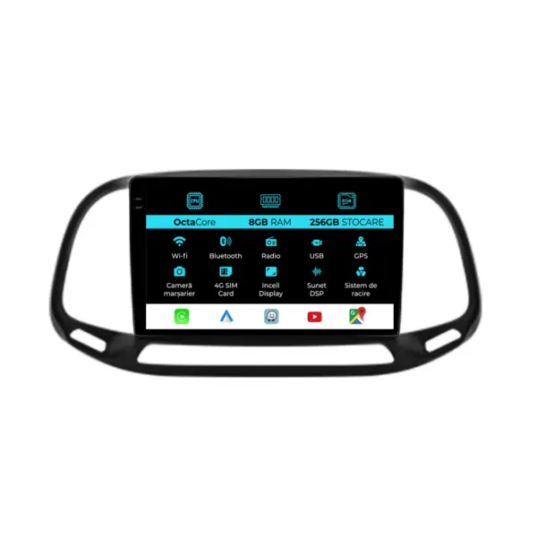 Navigatie Dedicata Fiat Doblo (2015 - 2019), 9 Inch, 8Gb Ram, 256Gb Stocare, Android Auto, Carplay