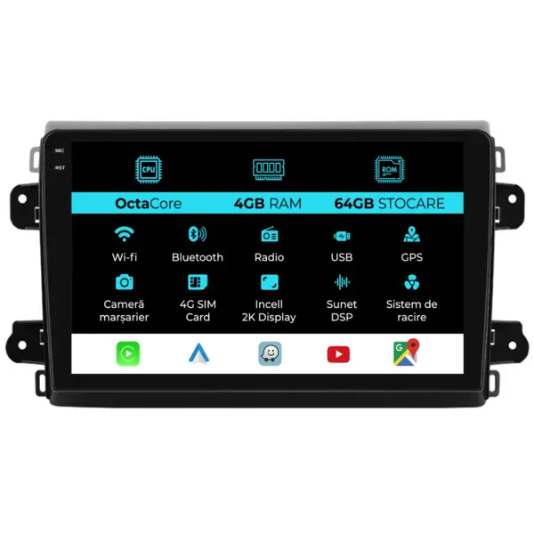 Navigatie Dedicata Fiat Ducato (2006 - 2022), 2K, 4Gb Ram, 64Gb Stocare, Android Auto, Carplay