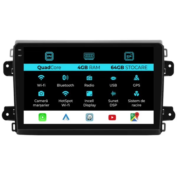 Navigatie Dedicata Fiat Ducato (2006 - 2022), QuadCore, 9 Inch, 4Gb Ram, 64Gb Stocare, Android Auto, Carplay