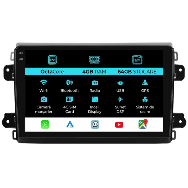 Navigatie Dedicata Fiat Ducato 2020+, 9Inch, 4Gb Ram, 64Gb Stocare, Carplay