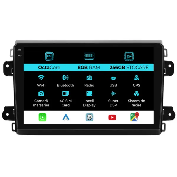 Navigatie Dedicata Fiat Ducato 2020+, 9Inch, 8Gb Ram, 256Gb Stocare, Carplay