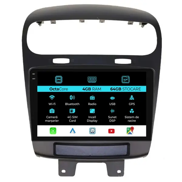 Navigatie Dedicata Fiat Freemont (2011-2020), 9Inch, 4Gb Ram, 64Gb Stocare, Carplay