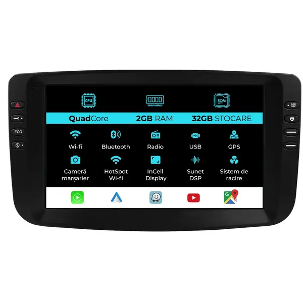 Navigatie Dedicata Fiat Linea (2006-2012), 9 Inch, 2Gb Ram, 32Gb Stocare, Android Auto, Carplay