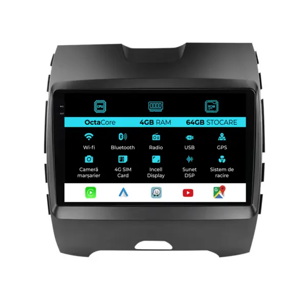Navigatie Dedicata Ford Edge (2015 - 2021), 9 Inch, 4Gb Ram, 64Gb Stocare, Android Auto, Carplay
