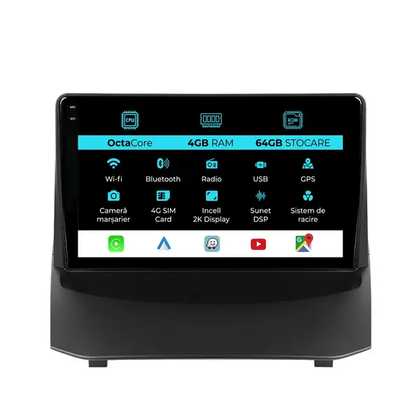 Navigatie Dedicata Ford Fiesta (2009-2017), 2K, 4Gb Ram, 64Gb Stocare, Carplay