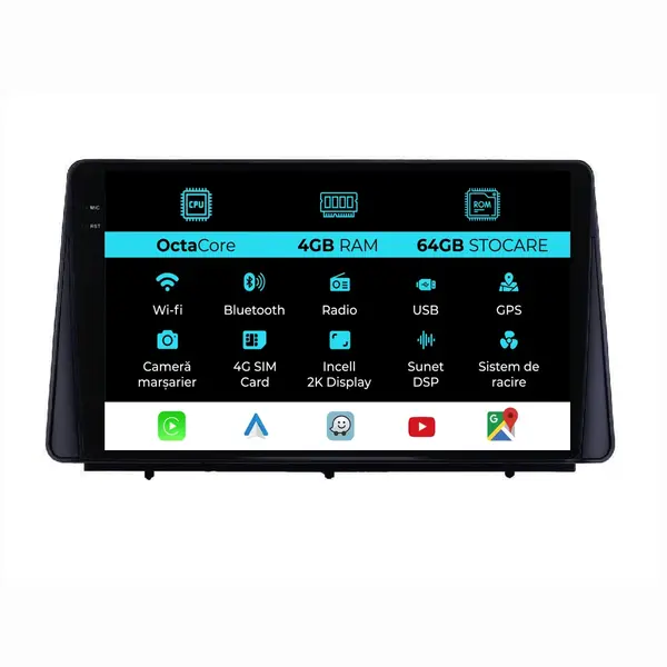 Navigatie Dedicata Ford Focus (2018-2024), 2K, 4Gb Ram, 64Gb Stocare, Carplay
