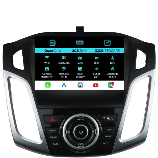 Navigatie Dedicata Ford Focus 3 (2011-2018), 9 Inch, 2Gb Ram, 32Gb Stocare, Android Auto, Carplay