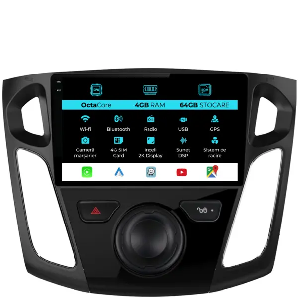 Navigatie Dedicata Ford Focus 3 (2012-2018), 2K, 4Gb Ram, 64Gb Stocare, Carplay