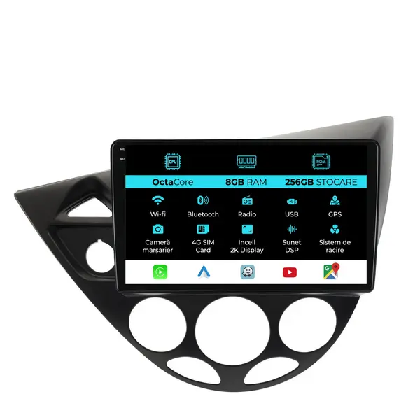 Navigatie Dedicata Ford Focus MK1 (1998-2004), 2K, 8Gb Ram, 256Gb Stocare, Carplay