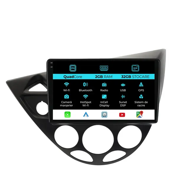 Navigatie Dedicata Ford Focus MK1 (1998 - 2004), 9 Inch, 2Gb Ram, 32Gb Stocare, Android Auto, Carplay