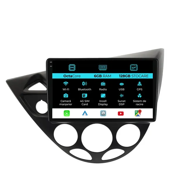 Navigatie Dedicata Ford Focus MK1 (1998 - 2004), 9 Inch, 6Gb Ram, 128Gb Stocare, Android Auto, Carplay