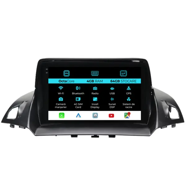 Navigatie Dedicata Ford Kuga (2013 - 2017), 9 Inch, 4Gb Ram, 64Gb Stocare, Android Auto, Carplay
