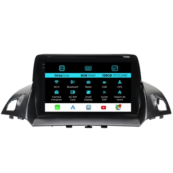 Navigatie Dedicata Ford Kuga (2013 - 2017), 9 Inch, 6Gb Ram, 128Gb Stocare, Android Auto, Carplay