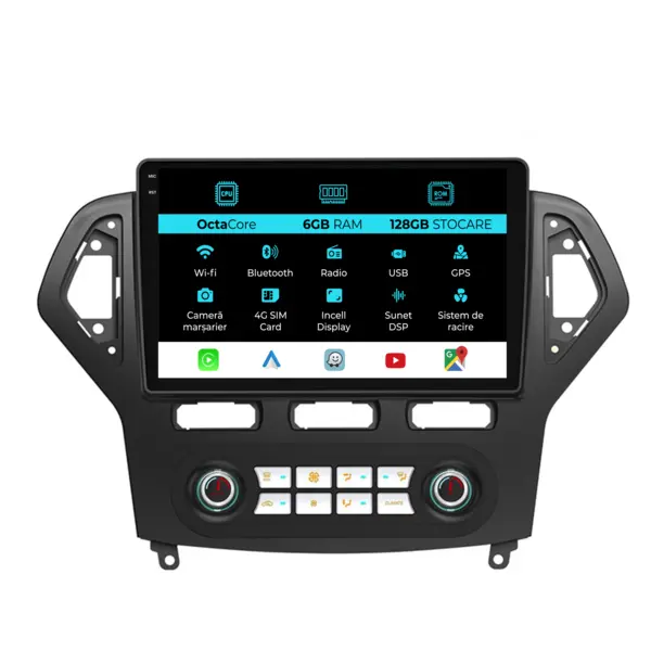 Navigatie Dedicata Ford Mondeo (2007 - 2014), 10 Inch, 6Gb Ram, 128Gb Stocare, Android Auto, Carplay