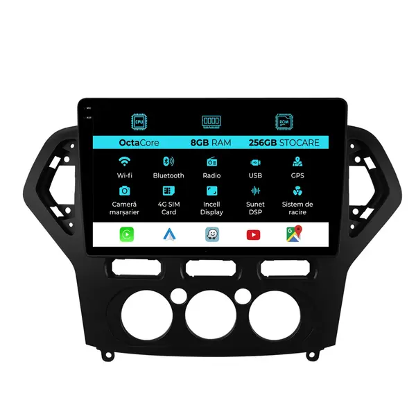 Navigatie Dedicata Ford Mondeo (2007 - 2014), 10 Inch, 8Gb Ram, 256Gb Stocare, Android Auto, Carplay