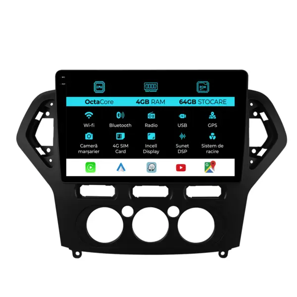 Navigatie Dedicata Ford Mondeo (2007-2014), 10Inch, 4Gb Ram, 64Gb Stocare, Carplay