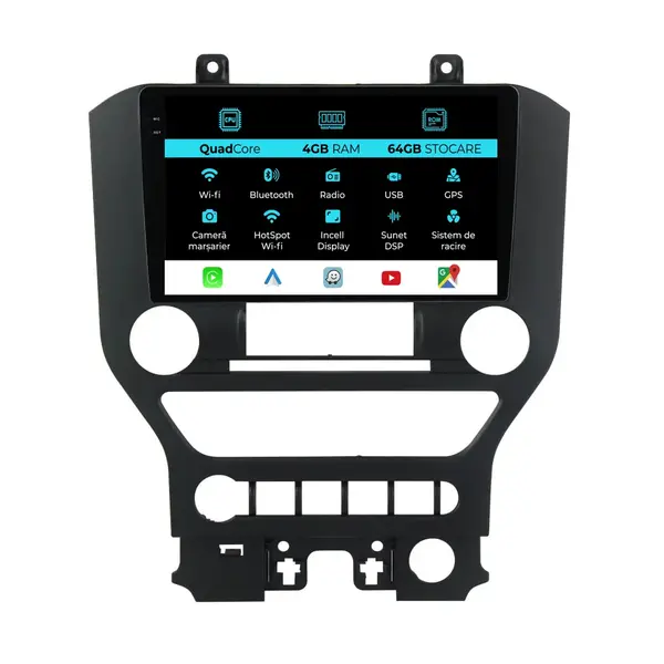 Navigatie Dedicata Ford Mustang (2014-2021), 9Inch, 4Gb Ram, 64Gb Stocare, Carplay