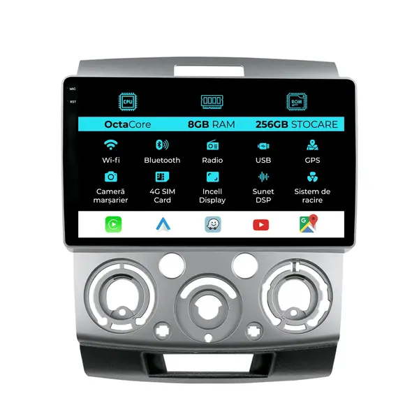 Navigatie Dedicata Ford Ranger (2005-2011), 9Inch, 8Gb Ram, 256Gb Stocare, Carplay