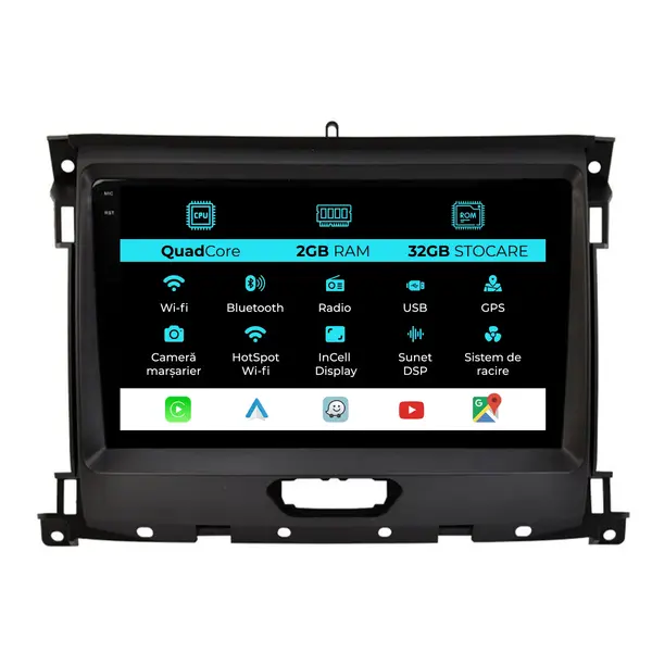 Navigatie Dedicata Ford Ranger (2011 -2015), 9 Inch, 2Gb Ram, 32Gb Stocare, Android Auto, Carplay