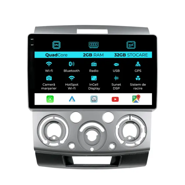 Navigatie Dedicata Ford Ranger (2011 -2015), 9 Inch, 2Gb Ram, 32Gb Stocare, Android Auto, Carplay