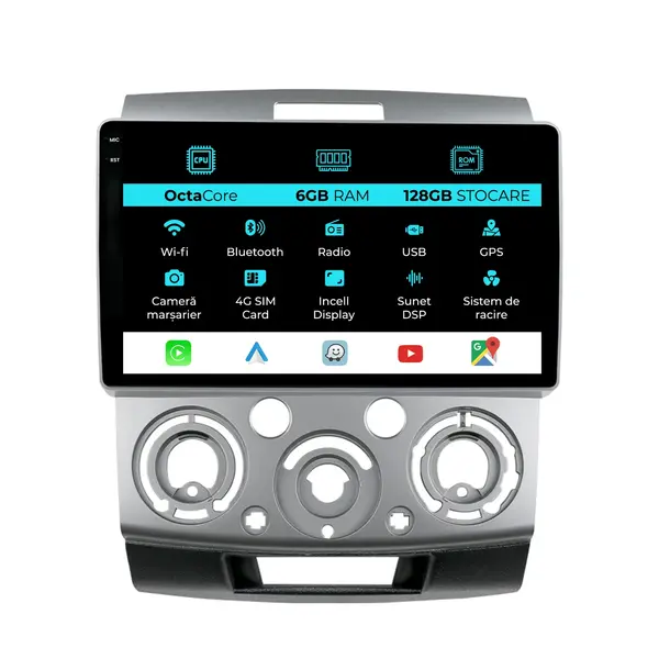 Navigatie Dedicata Ford Ranger (2011 -2015), 9 Inch, 6Gb Ram, 128Gb Stocare, Android Auto, Carplay