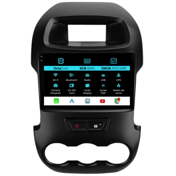 Navigatie Dedicata Ford Ranger (2012-2015), 9Inch, 6Gb Ram, 128Gb Stocare, Carplay