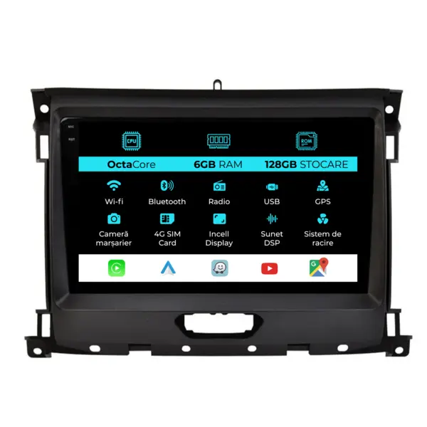 Navigatie Dedicata Ford Ranger (2015-2020), 9Inch, 6Gb Ram, 128Gb Stocare, Carplay