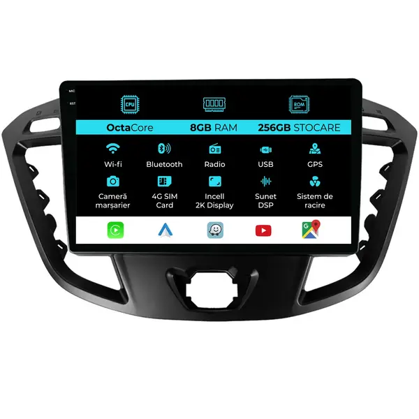 Navigatie Dedicata Ford Transit (2006 - 2014), 2K, 8Gb Ram, 256Gb Stocare, Android Auto, Carplay
