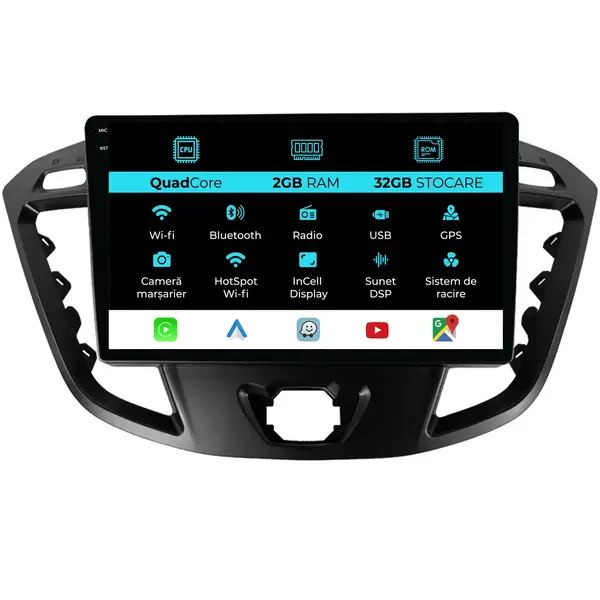 Navigatie Dedicata Ford Transit (2006 - 2014), 9 Inch, 2Gb Ram, 32Gb Stocare, Android Auto, Carplay