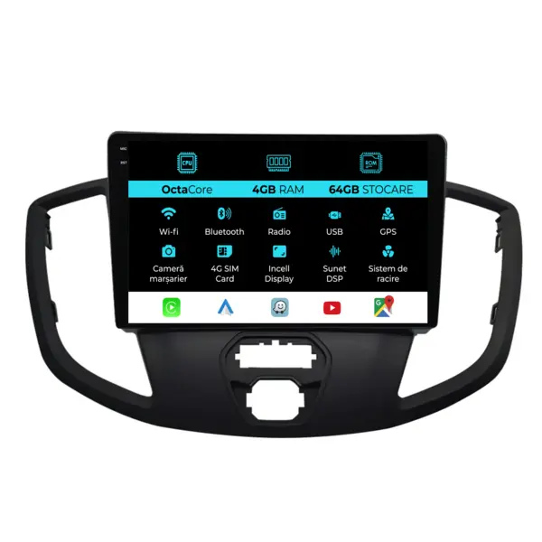 Navigatie Dedicata Ford Transit (2006 - 2014), 9 Inch, 4Gb Ram, 64Gb Stocare, Android Auto, Carplay
