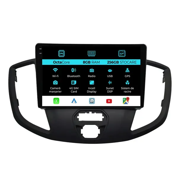 Navigatie Dedicata Ford Transit (2006 - 2014), 9 Inch, 8Gb Ram, 256Gb Stocare, Android Auto, Carplay