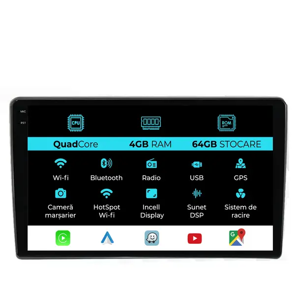 Navigatie Dedicata Ford Transit (2019-2025),QuadCore, 10Inch, 4Gb Ram, 64Gb Stocare, Carplay