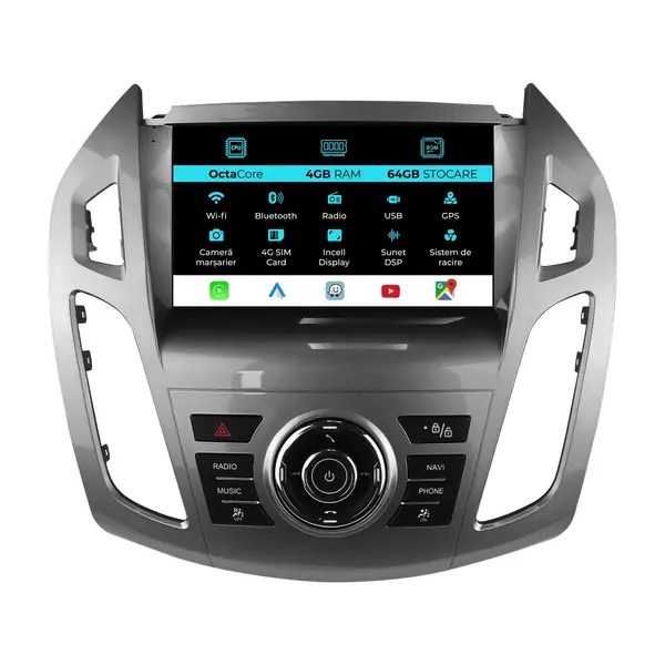 Navigatie Dedicata Ford Transit Tourneo Connect (2013-2019), 9Inch, 4Gb Ram, 64Gb Stocare, Carplay