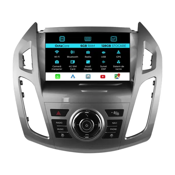 Navigatie Dedicata Ford Transit Tourneo Connect (2013-2019), 9Inch, 6Gb Ram, 128Gb Stocare, Carplay